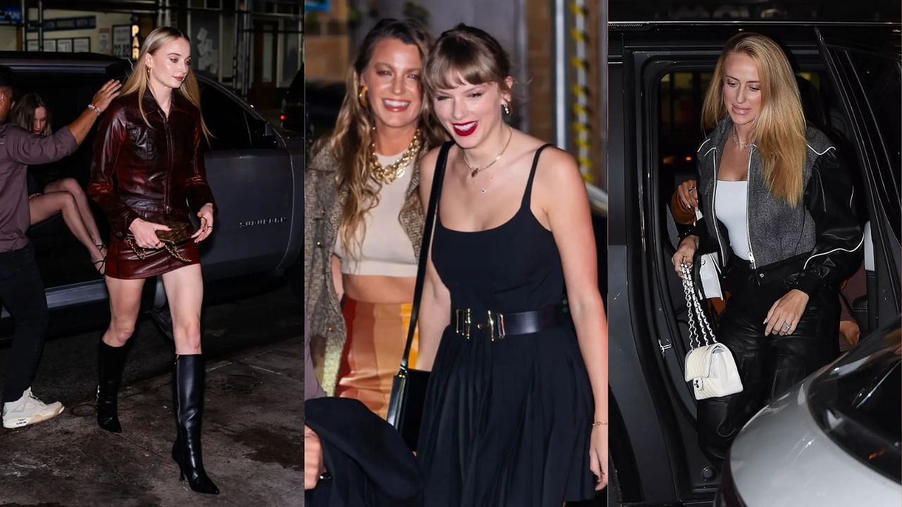 Photographs of Taylor Swift, Brittany Mahomes, Blake Lively and Sophie Turner