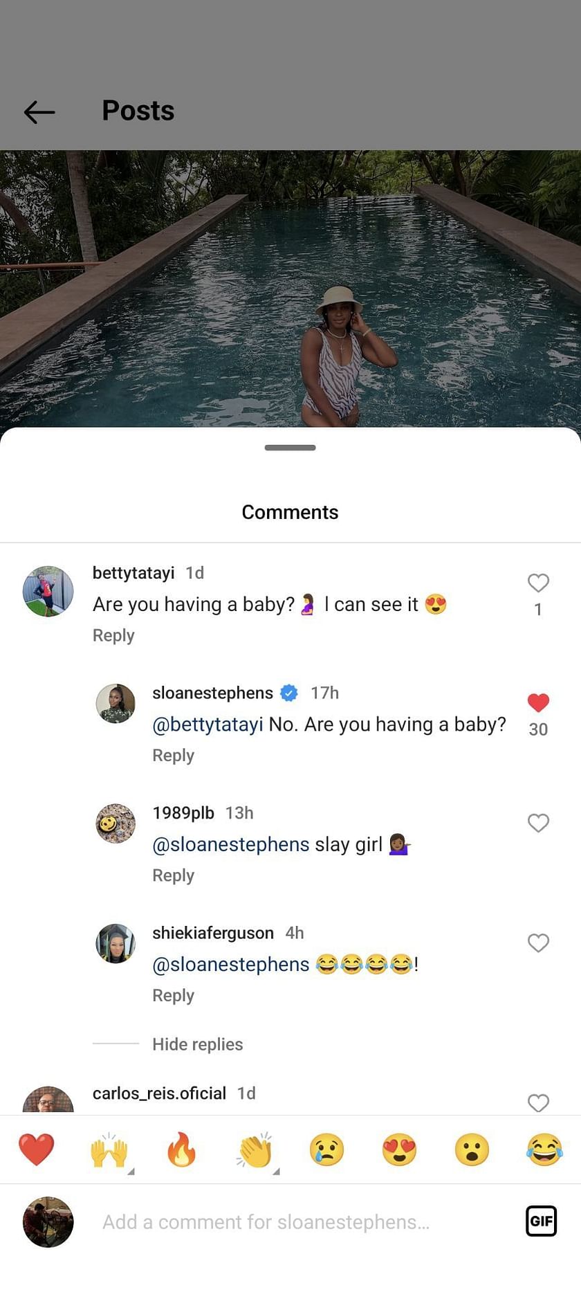 Sloane Stephens shuts down false claim about her pregnancy