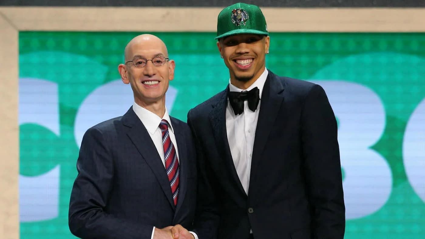 Jayson Tatum (left) with Commissioner Adam Silver during the 2017 NBA Draft