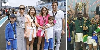 Roger Federer attends Rugby World Cup final with his mother Lynette, wife Mirka and their kids; cheers South Africa on to victory over New Zealand
