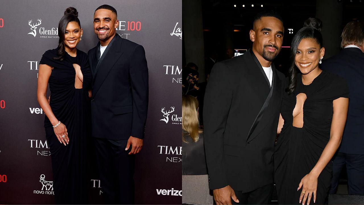 Jalen Hurts and Bry Burrows at the TIME 100 Next Gala in New York City. (Image credit: Getty Images for TIME and FilmMagic)
