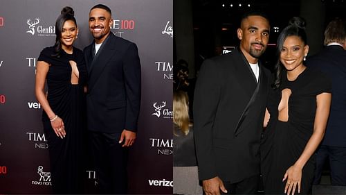 Jalen Hurts and Bry Burrows at the TIME 100 Next Gala in New York City. (Image credit: Getty Images for TIME and FilmMagic)