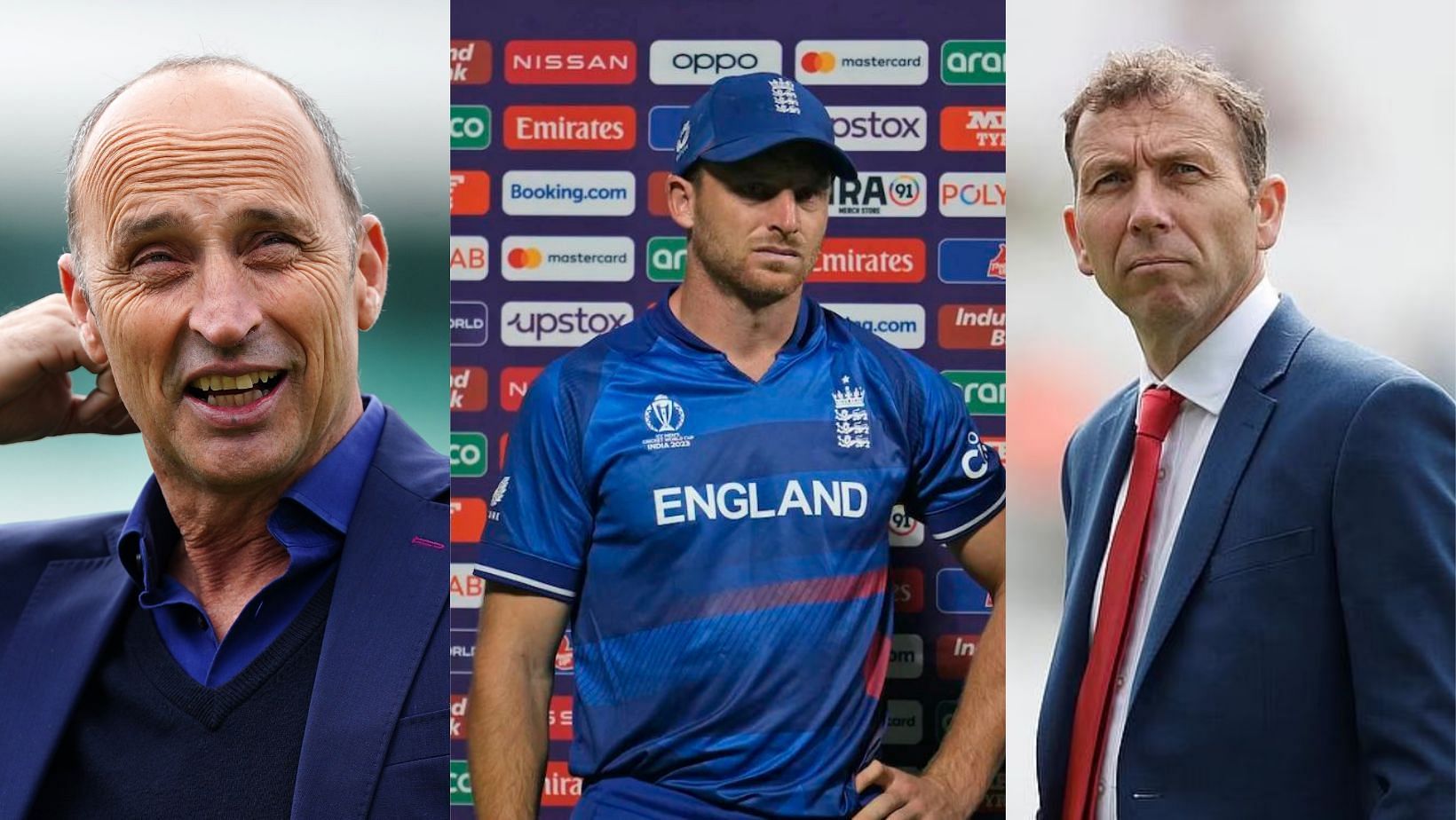 Nasser Hussain, Jos Buttler (C) and Michael Atherton.