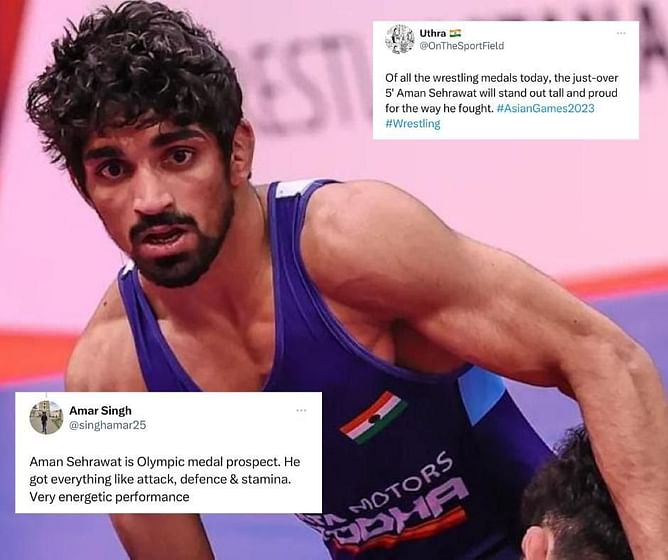 "He can bring us gold in olympics" - Fans react after Aman Sehrawat's spectacular performance helps him clinch the bronze at the Asian Games 2023