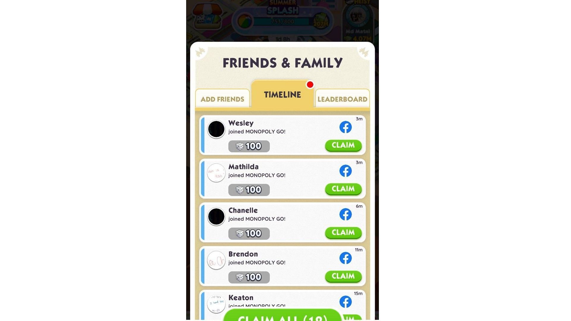 Add your friends from Facebook in your in-game friends (Image via Scopely)
