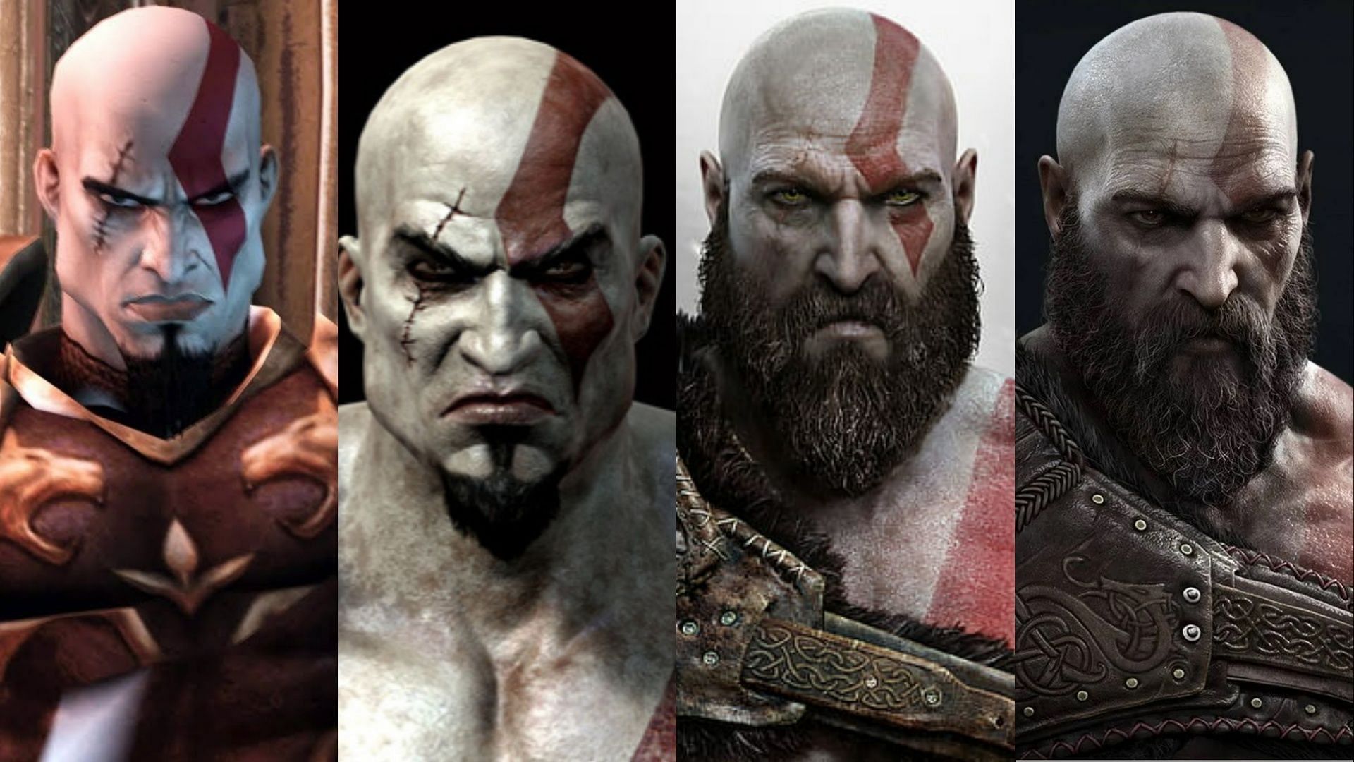 Kratos evolution from God of War 2 to Ragnarok