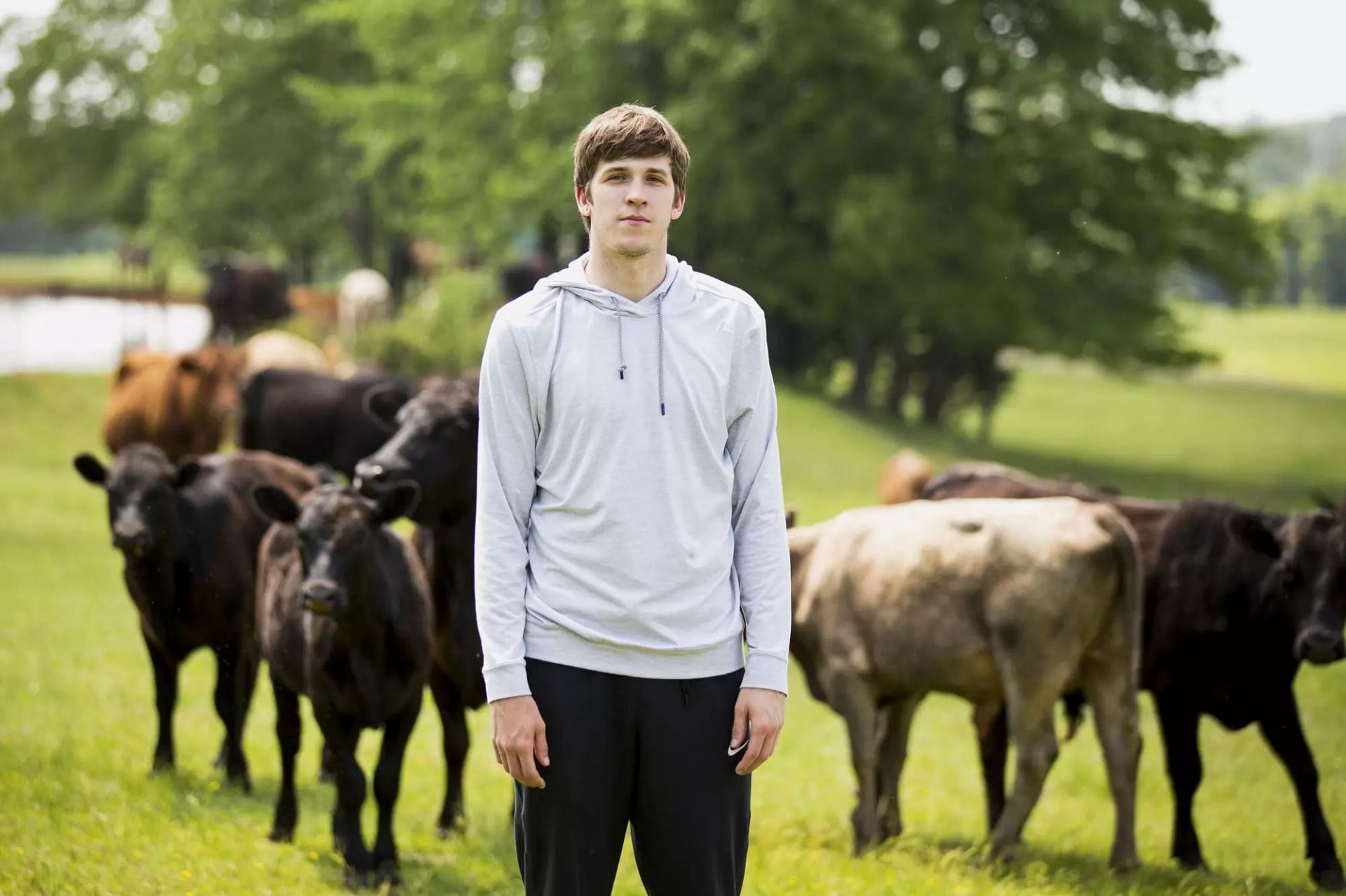 Austin Reaves in his300-acre farm in Newark, Arkansas (Photo credit: Steven Jones / For The Times)