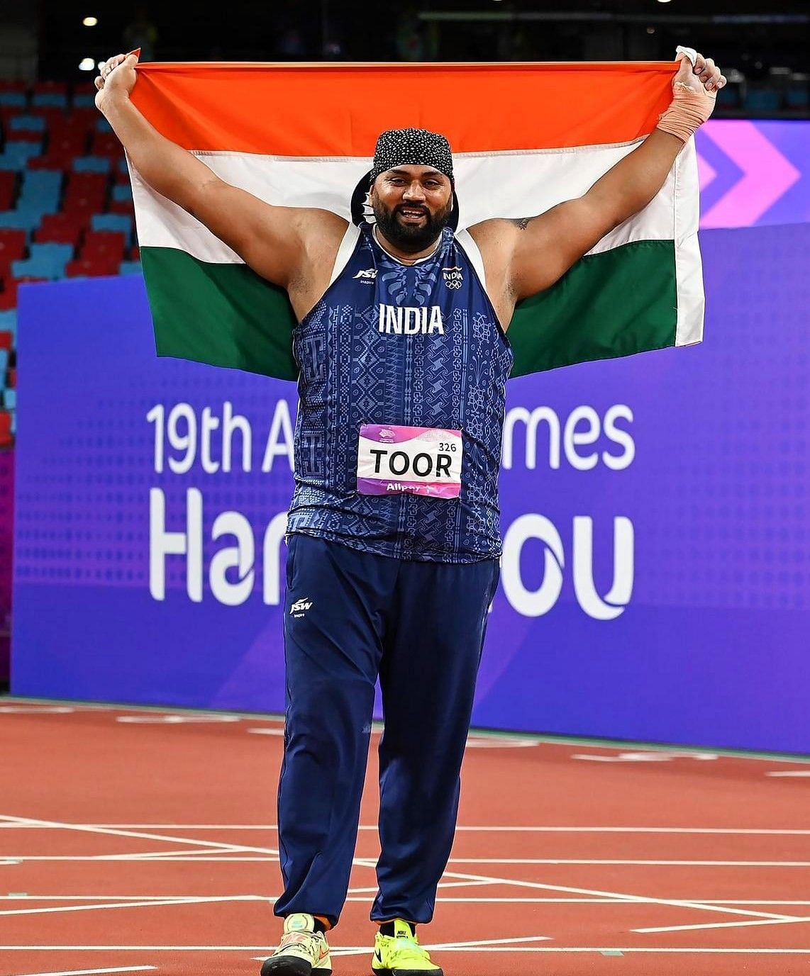 India&rsquo;s star thrower Tajinderpal Singh Toor wins back to back Asian Games titles. Photo credit: AFI