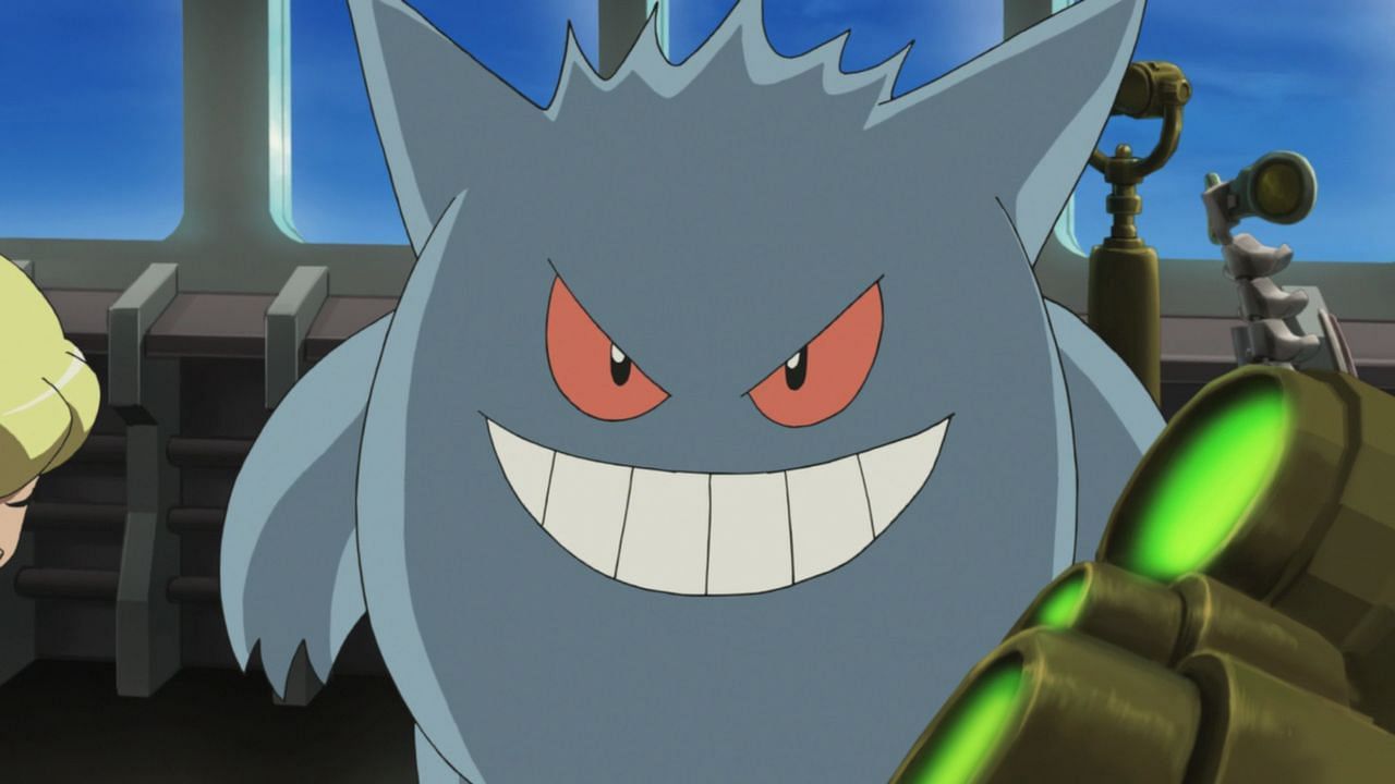 Shiny Gengar as seen in the anime (Image via The Pokemon Company)