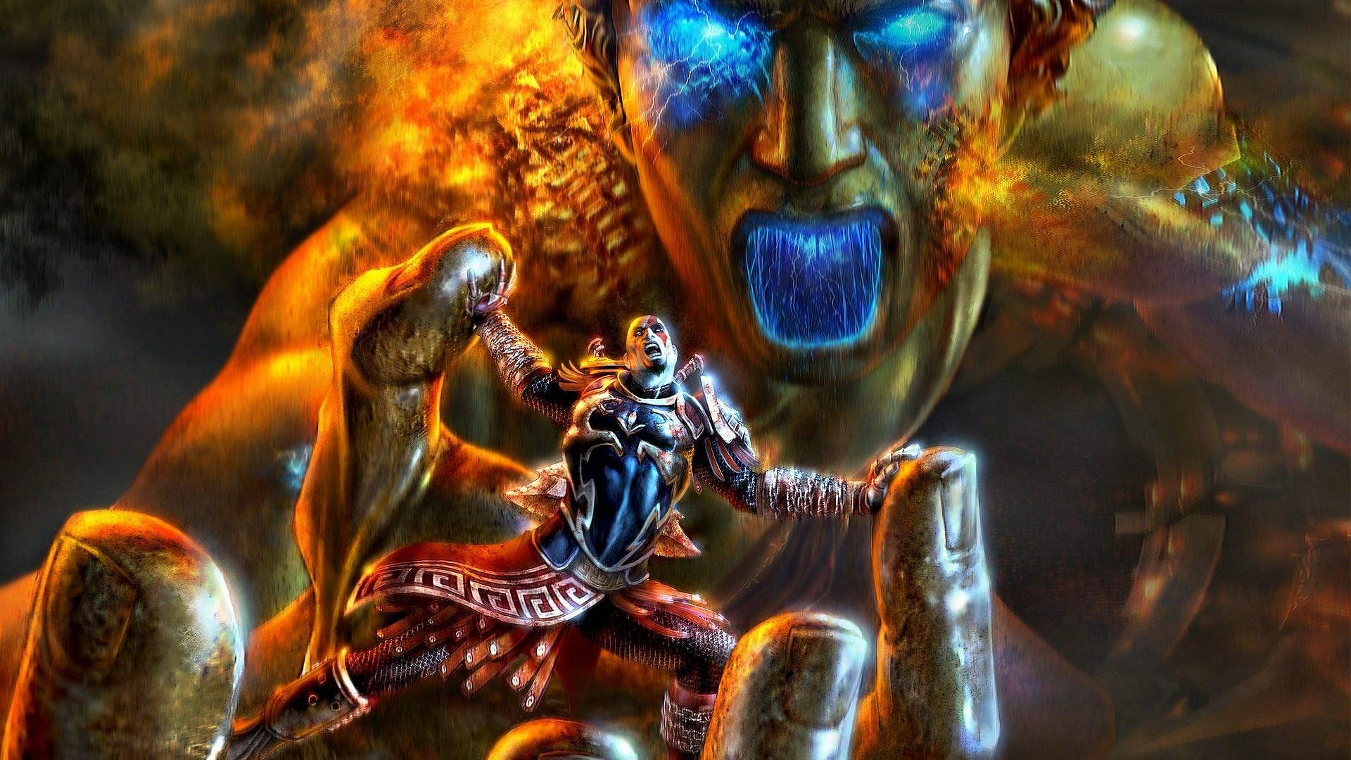 Kratos fighting Colossus of Rhodes (Image via Santa Monica Studios)
