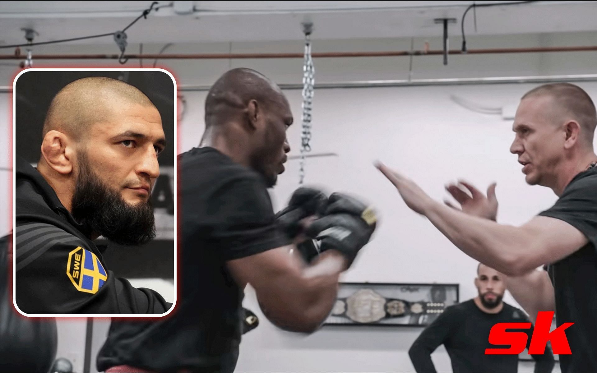 Khamzat Chimaev and Kamaru Usman with Trevor Wittman [Image credits: @khamzat_chimaev on Instagram and @UFC on YouTube] 