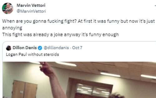 UFC fighter Marvin Vettori reacts to Dillon Danis' post