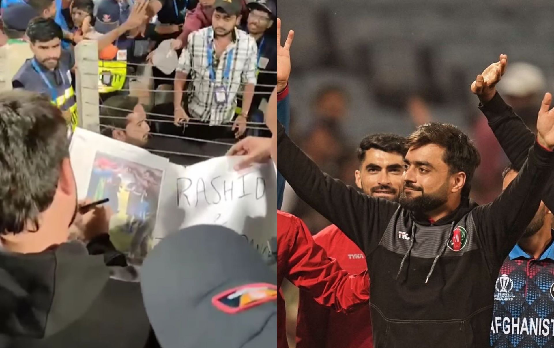 Rashid Khan with fans in Pune after the match on Tuesday. 