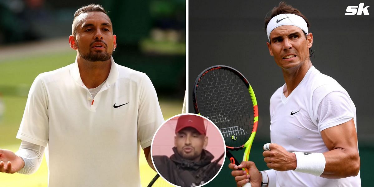 Nick Kyrgios (L) and Rafael Nadal