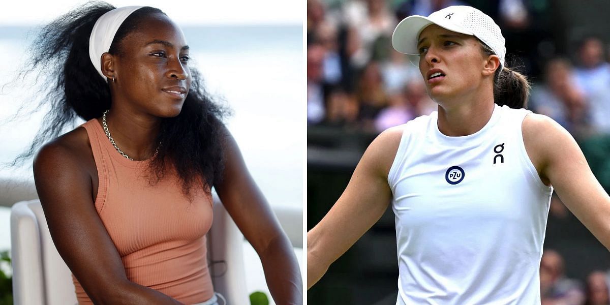 Coco Gauff (L) and Iga Swiatek