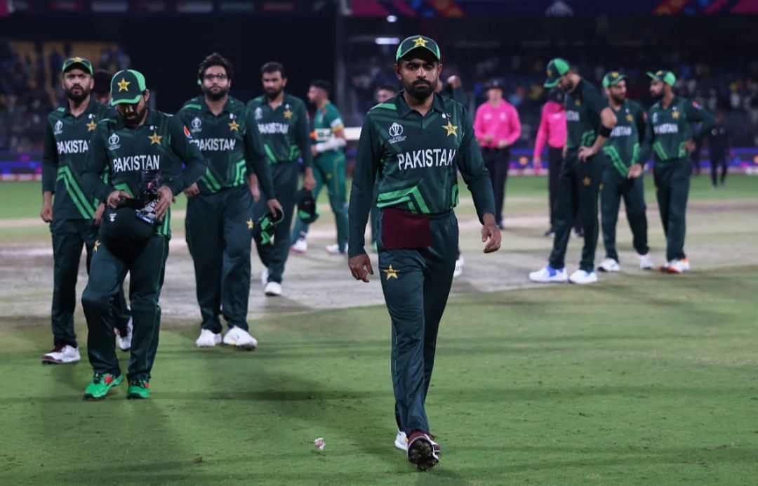 Babar Azam and his team leaving the field after the loss vs South Africa [Getty Images]