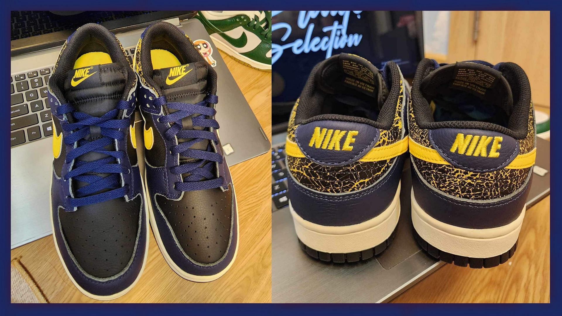 Here&#039;s a detailed look at the upcoming Dunk Low Black Michigan sneakers (Image via Instagram/@masterchefian)