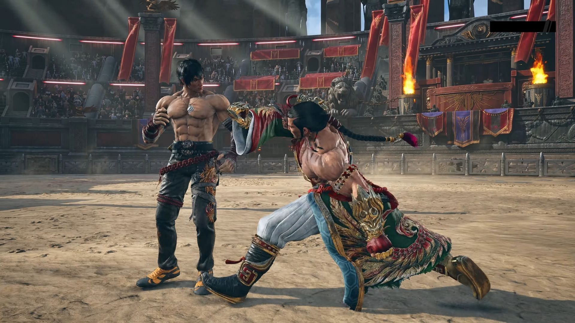 A snippet from Tekken 8 Beta Test Reveal Trailer featuring Feng Wei and Marshal Law