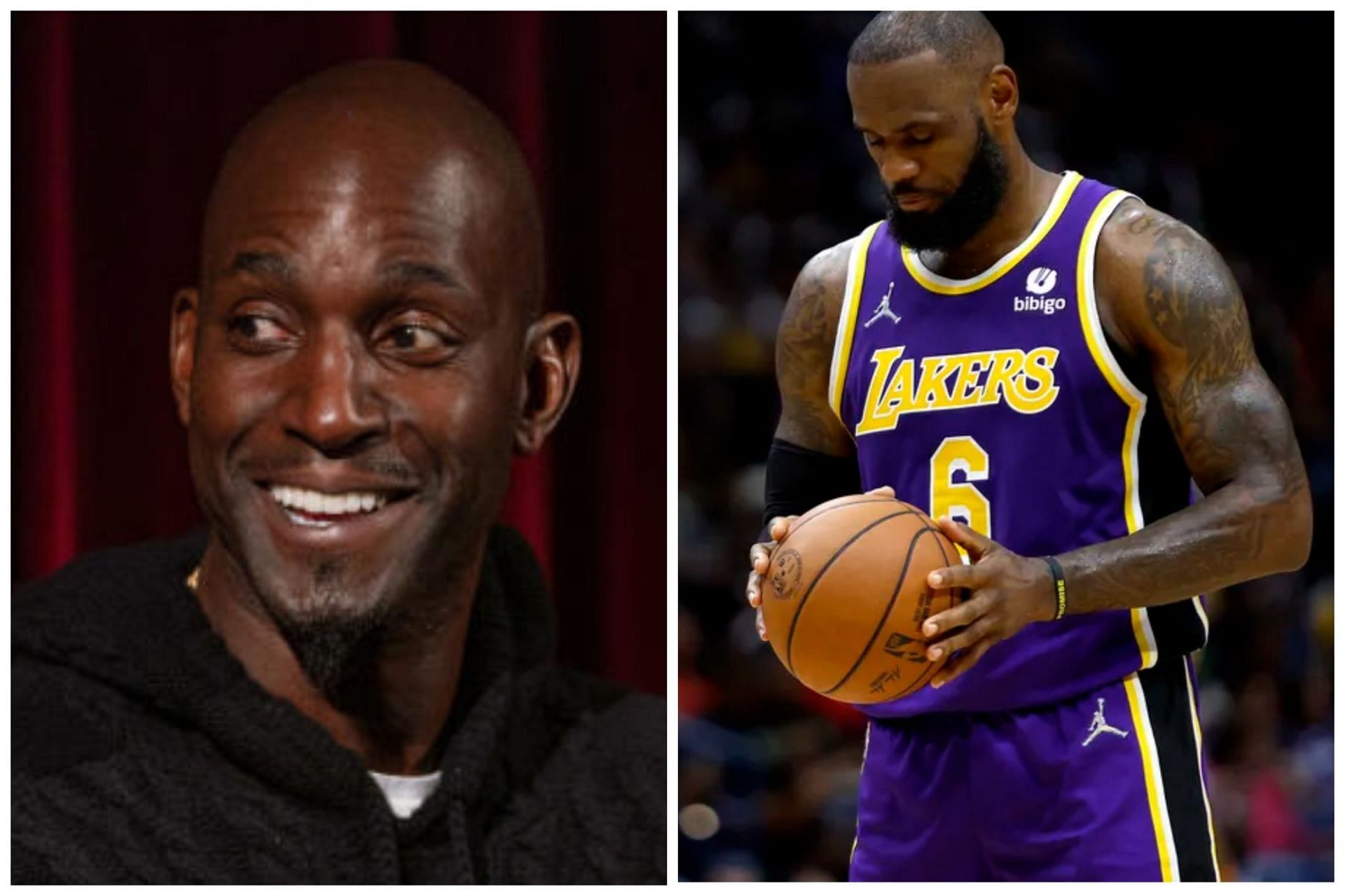 Kevin Garnett (left) talks about the influence of LeBron James (right)