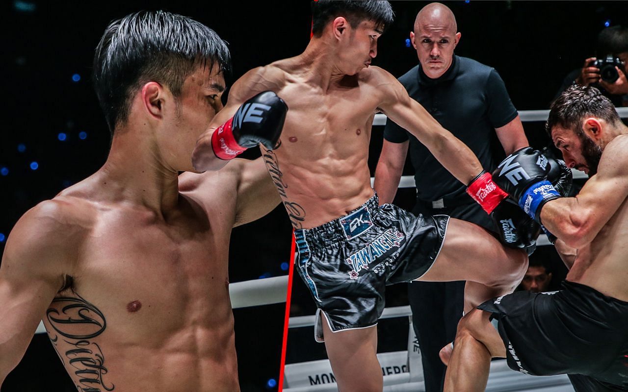 Tawanchai (left) and Tawanchai during a fight (right) | Image credit: ONE Championship