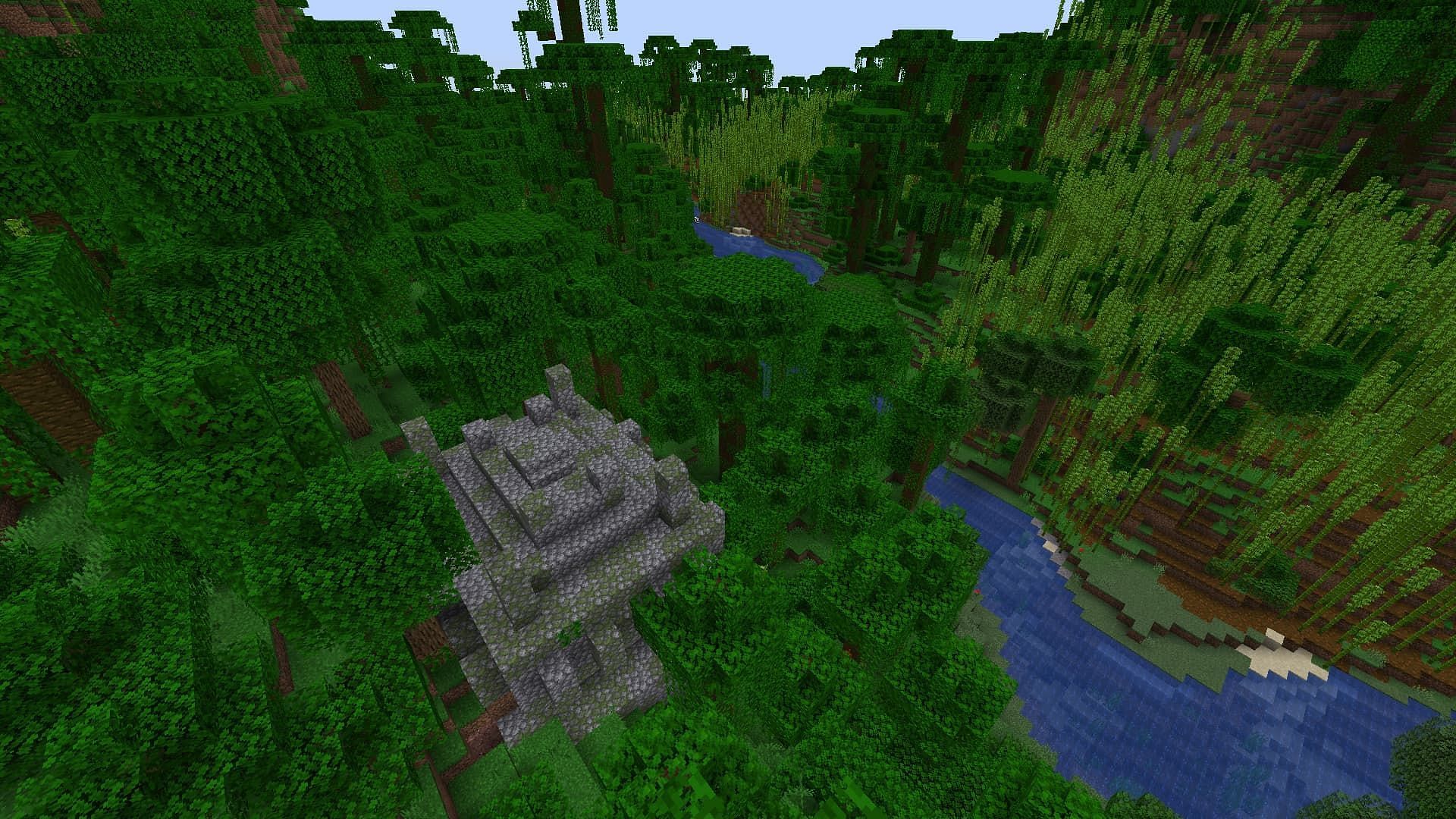 Четыре храма в джунглях созрели для разграбления в этом сиде Minecraft Java (Изображение взято с Mojang)