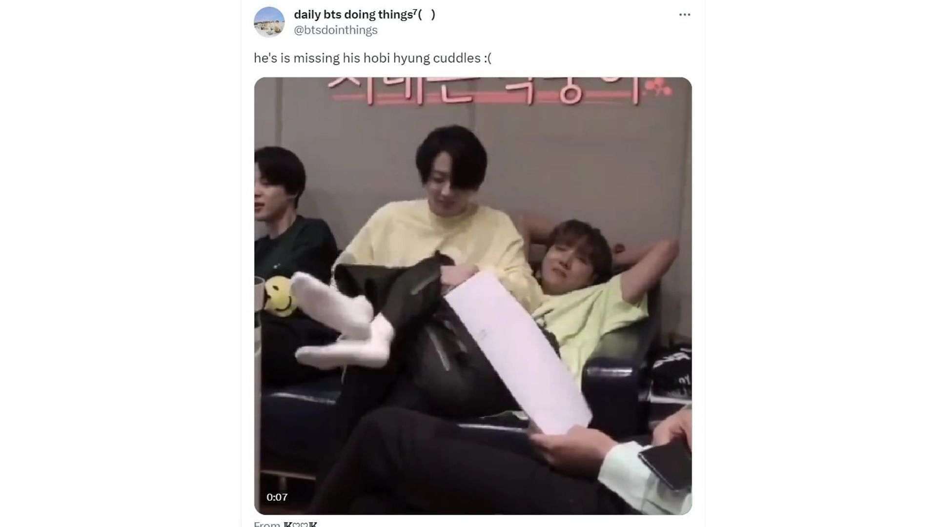 Fans react to Jungkook&#039;s Weverse comments on j-hope&#039;s post (Image via X/btsdoingthings)