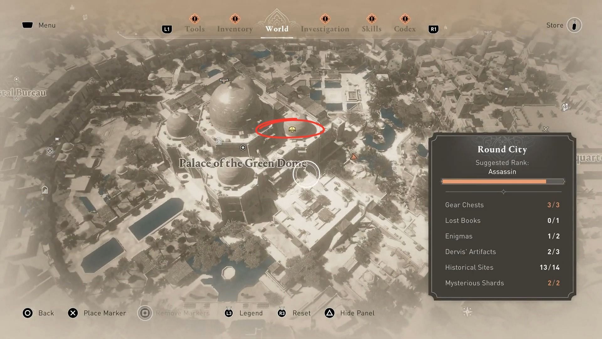 Assassin&#039;s Creed Lost book location at Palace of the Green Dome (Image via Sportskeeda)