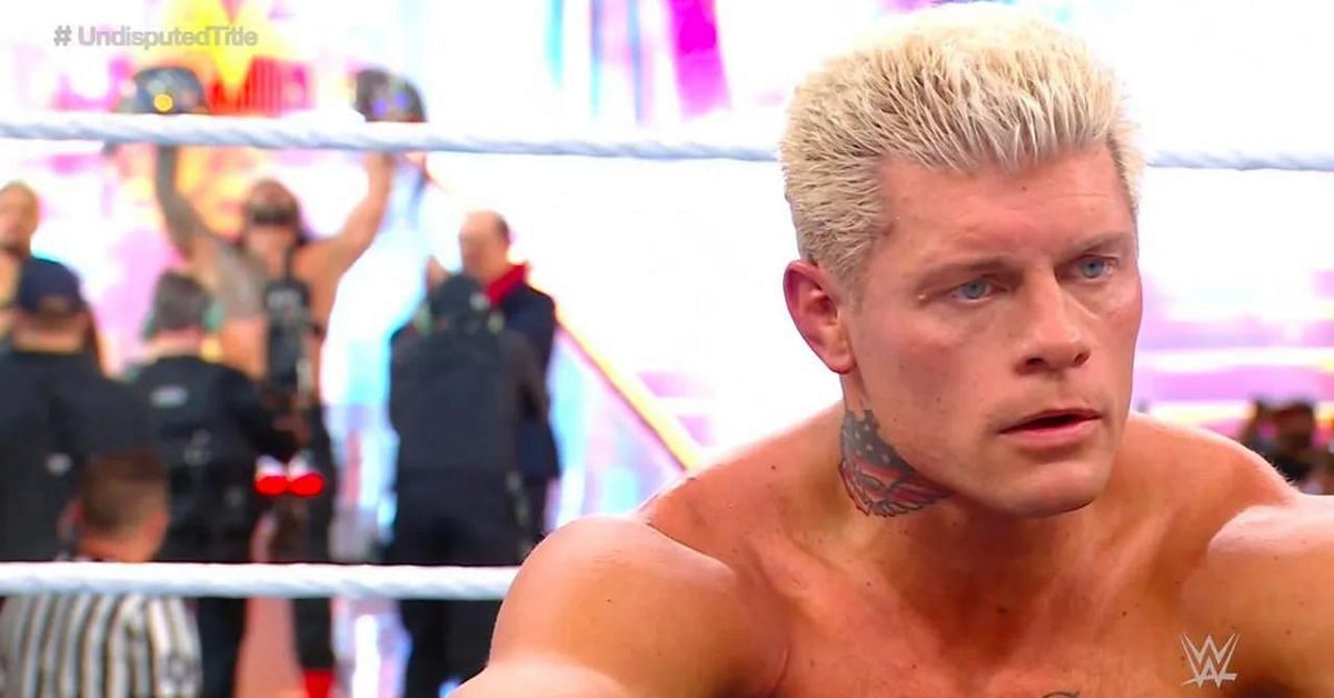 Cody Rhodes after losing to Roman Reigns at WrestleMania