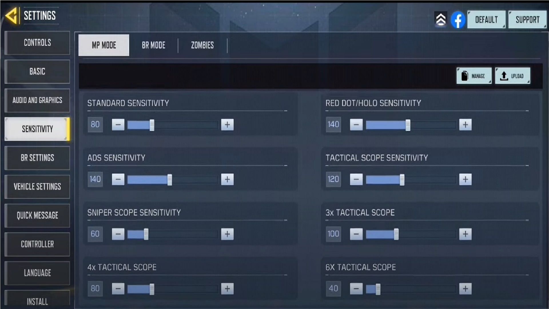 Suitable Firing Sensitivity Setting (Image via Activision)