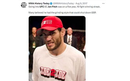 Tweet regarding Fitch's UFC progression.