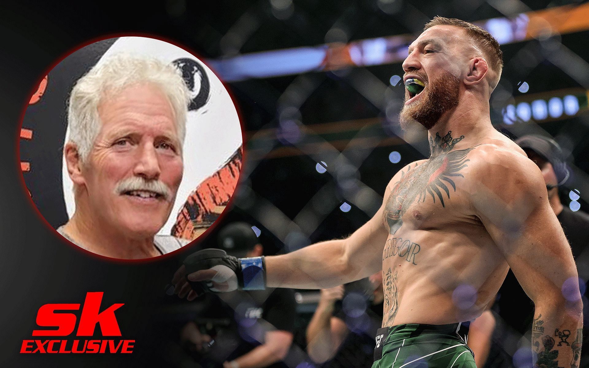 Dan Severn (inset) and Conor McGregor [Image credits: Getty Images and @tazzmma_fitness on Instagram] 