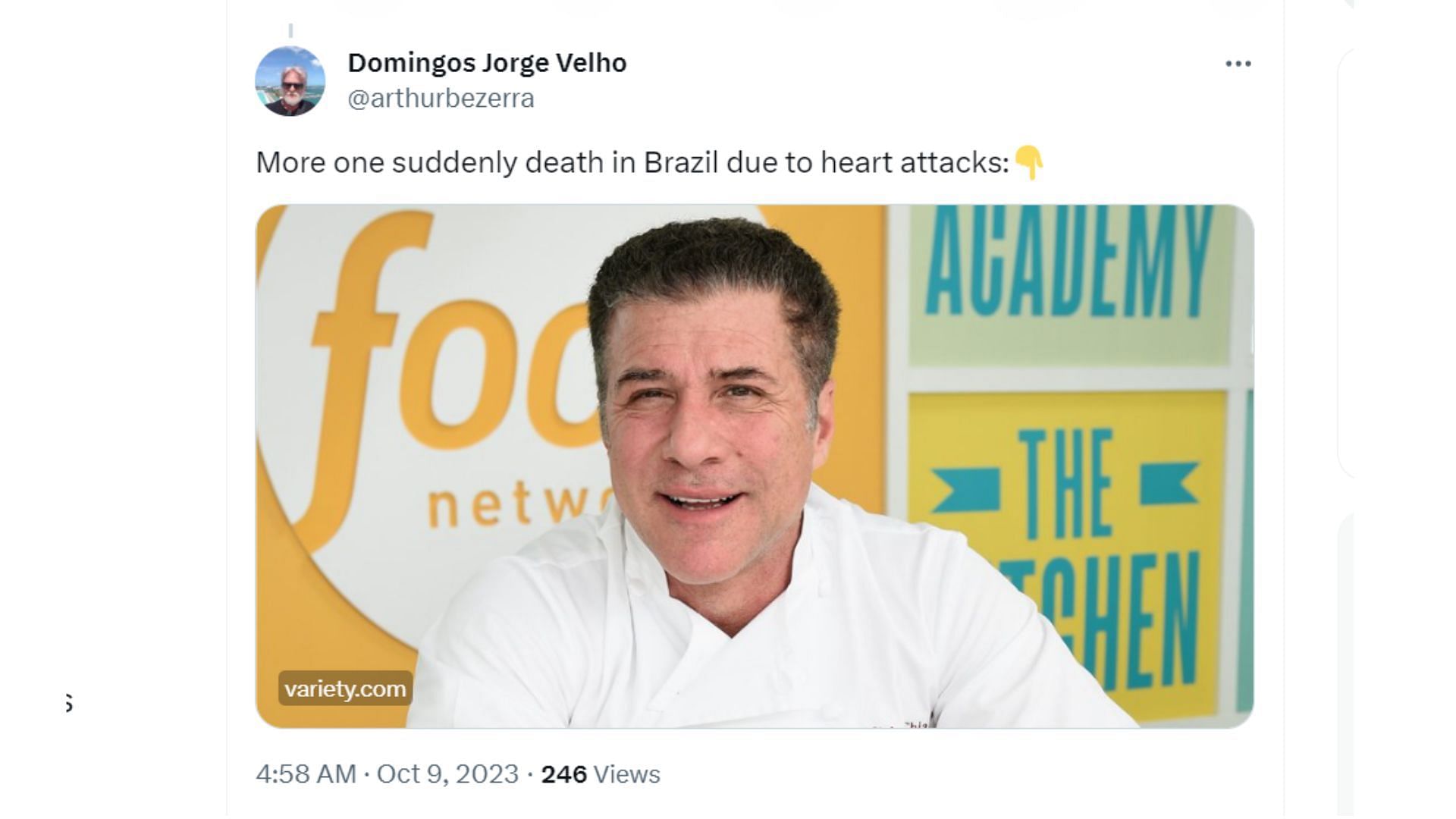 Fans are baffled by the cause of death of Chef Chiarello (Image via X)