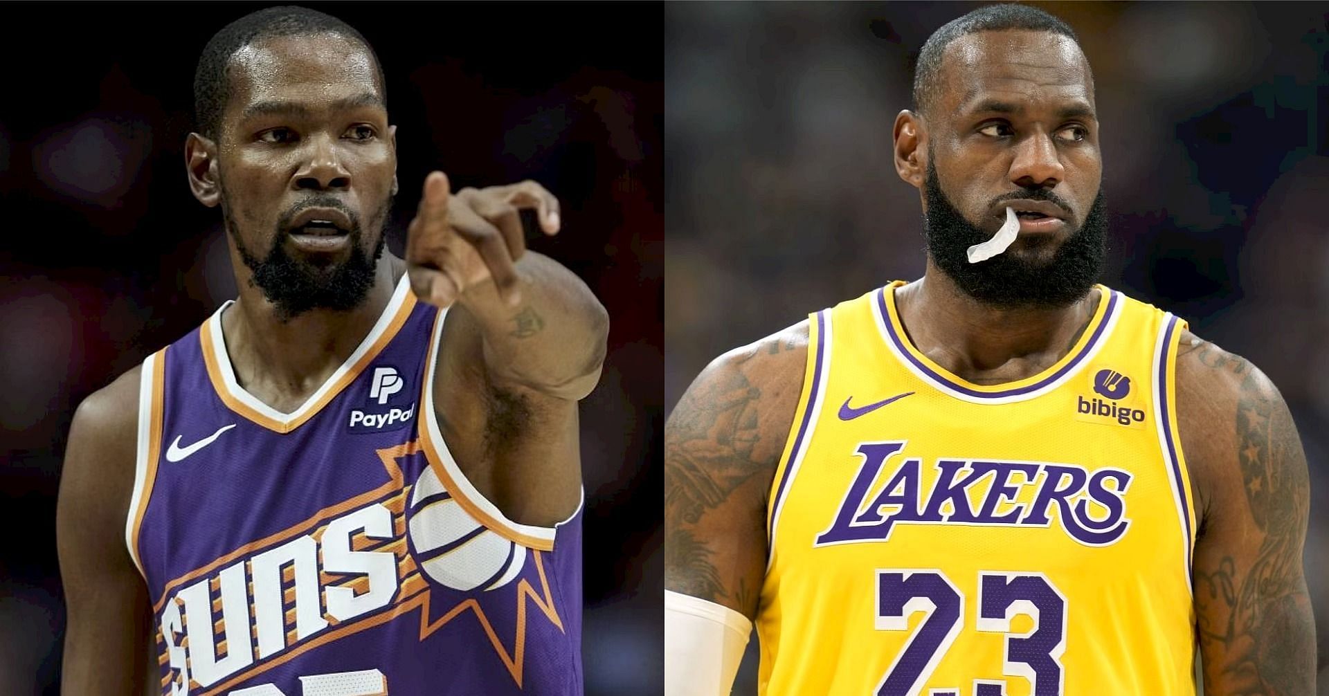 Phoenix Suns and LA Lakers superstar forwards Kevin Durant and LeBron James