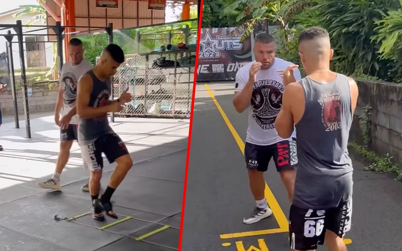 Fabricio Andrade (left) and Andrade training with Anatoly Malykhin (right)