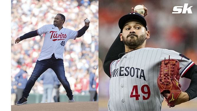 MLB fans react to Twins legend Johan Santana throwing out first pitch in a Pablo Lopez jersey - "All the baseball feels"