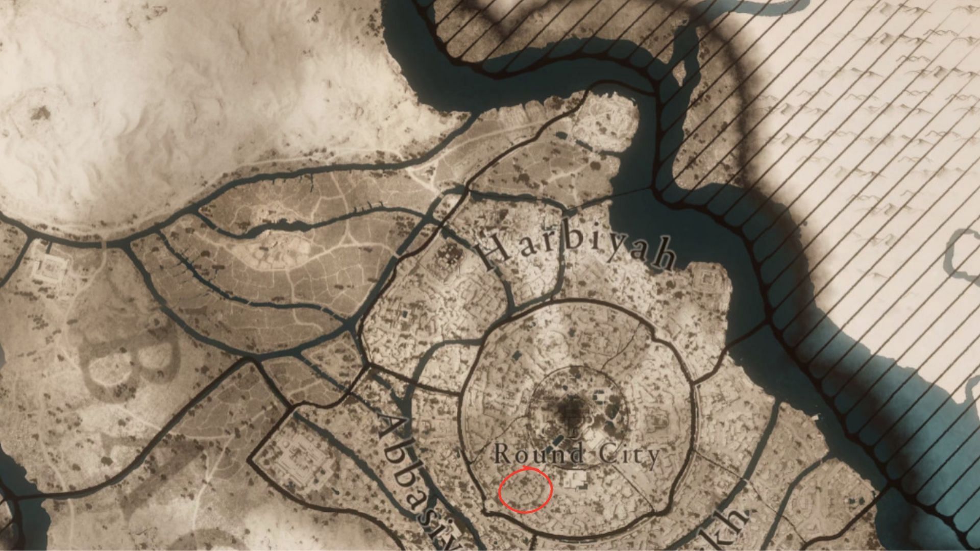 Possible location of Mysterious Shard in Round City (Image via Sportskeeda/ Ubisoft)