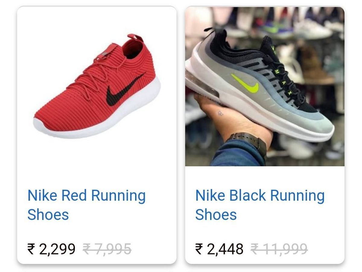 Unusually cheap Nike offers that are not from the Nike store, are most likely from scammers (Image via Twitter/ShekarRathore)