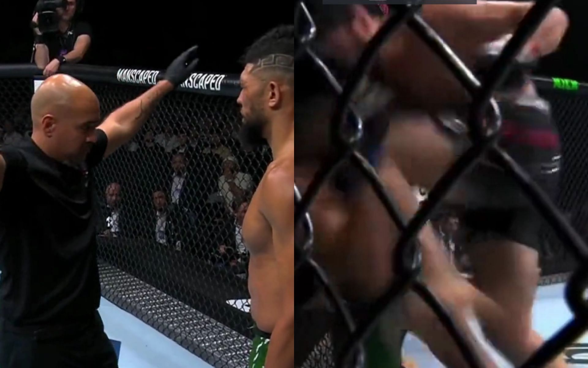 UFC 294 controversial ending [Images via: @AAudhli and @ESPNMMA on X]