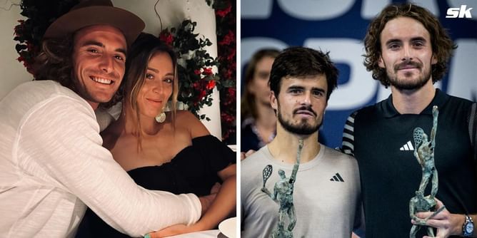 Paula Badosa joins Stefanos Tsitsipas & his brother Petros to celebrate Antwerp doubles win, playfully claims trophy after posing with Greek's family
