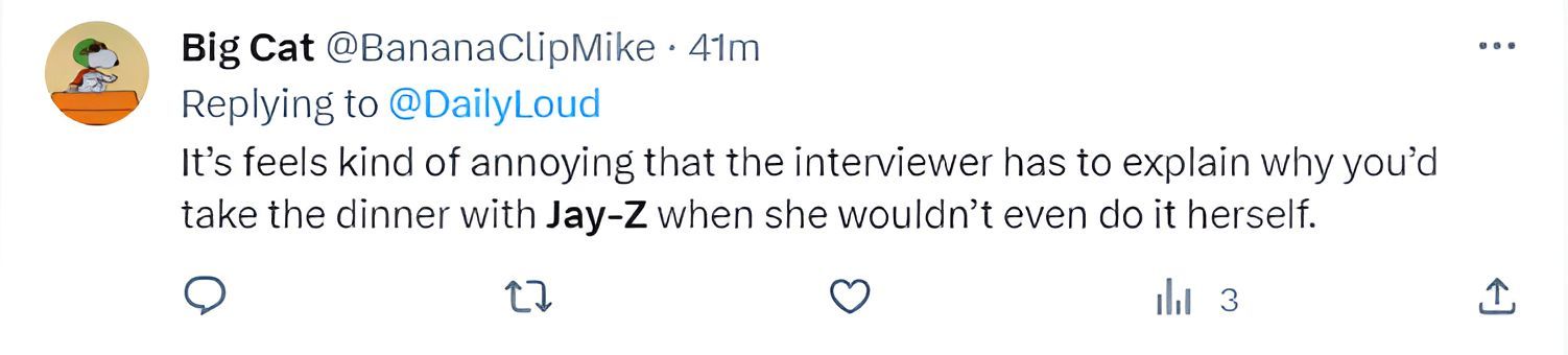 Some roasted the interviewer for who tried to explain why fans would like to have lunch instead of the $500K (image via @BananaClipMike on X)