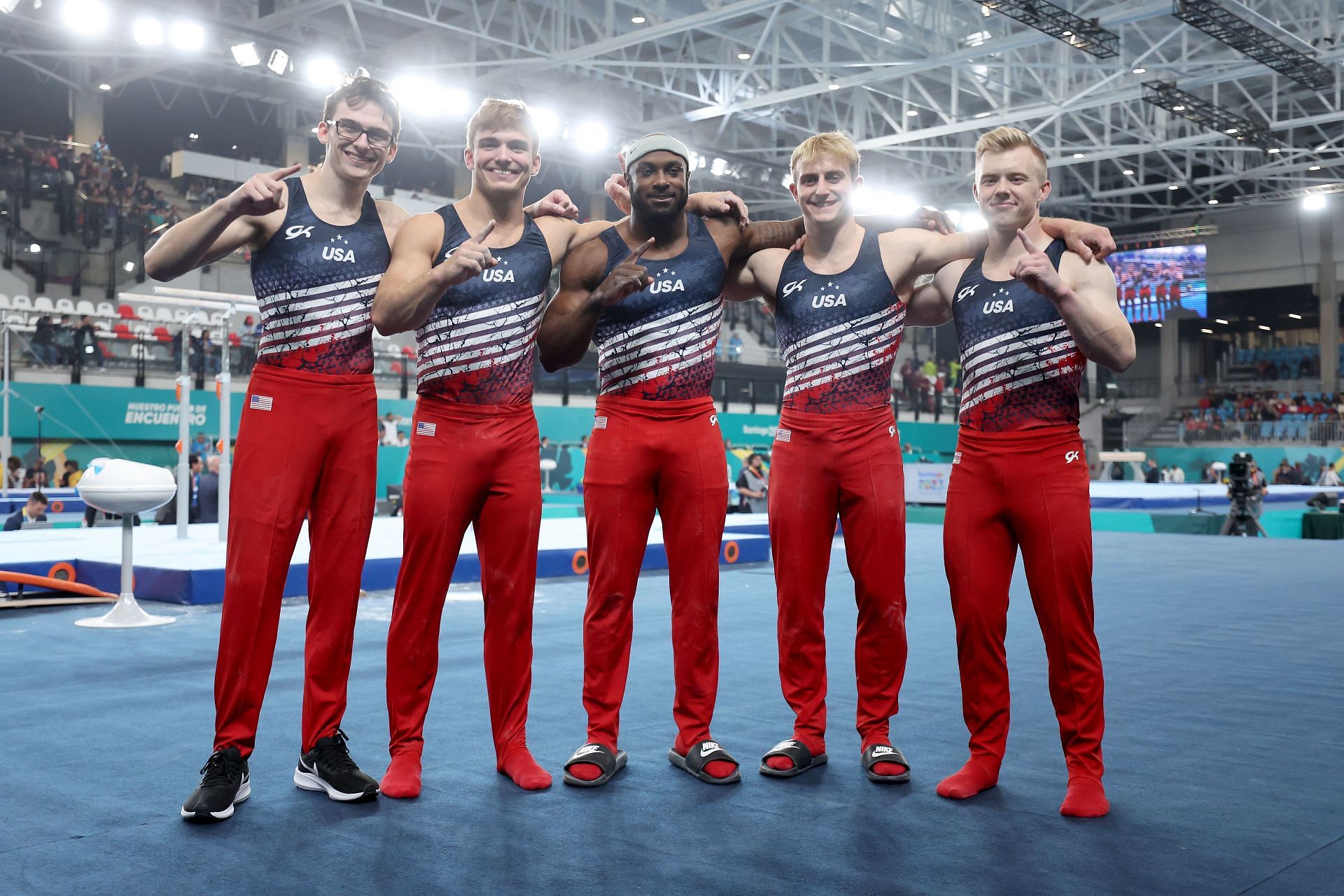 Team USA poses for a picture after winning the gold medal in the Men&#039;s Team Final at the Santiago Pan Am Games 2023 in Santiago, Chile.