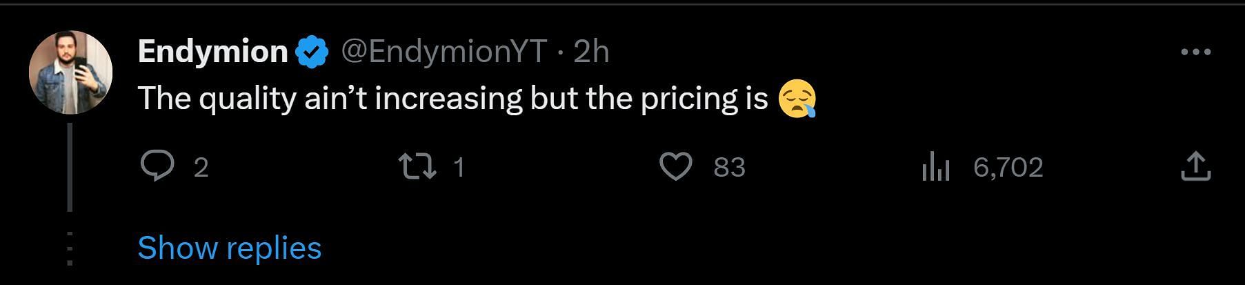 A tweet reply to DF&#039;s post about the new pricing (Image via X)