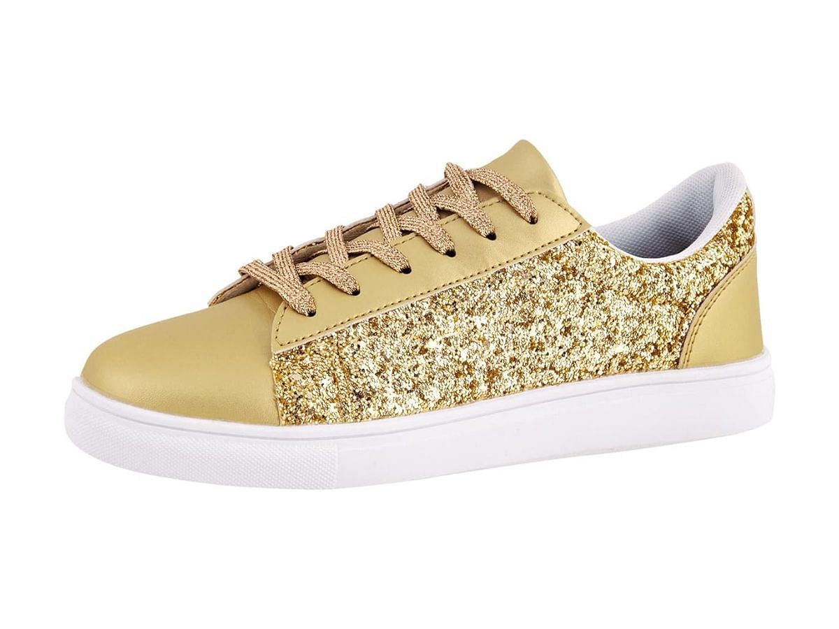 Gold Glitter Glam Sneakers: Lightweight Women’s & Girl’s Fashion Sneakers 10