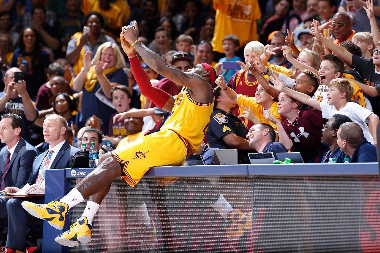 LeBron and his young adoring fans