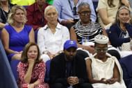 Martina Navratilova watches the US Open women's singles final