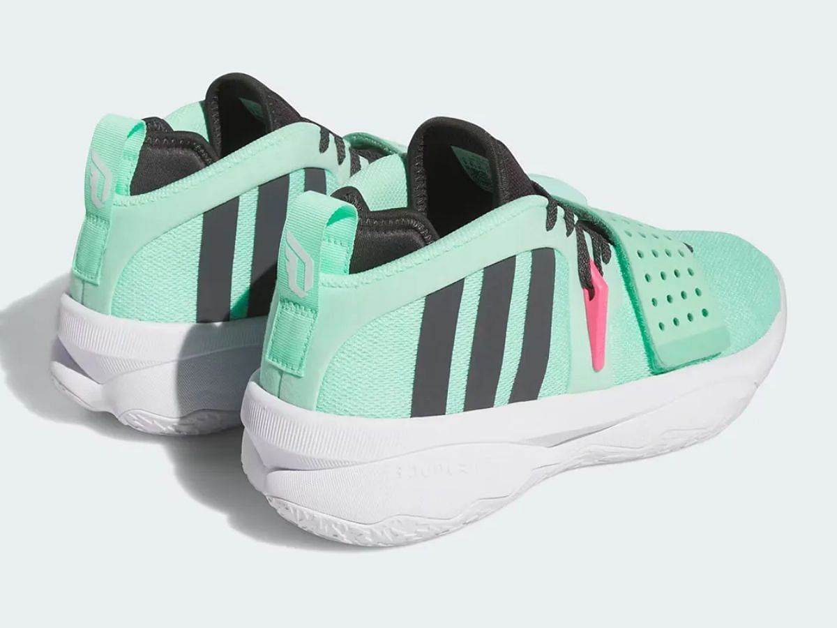 Adidas Dame 8 EXTPLY &ldquo;Pulse Mint&rdquo; sneakers close view (Image via Sneaker News)