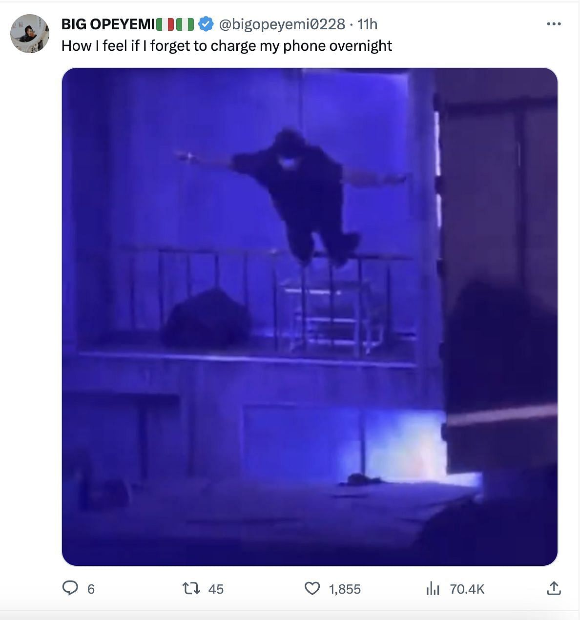 The rapper did not get hurt as falling off the balcony was a part of his act: Details and netizens&#039; reactions explored. (Image via Twitter)