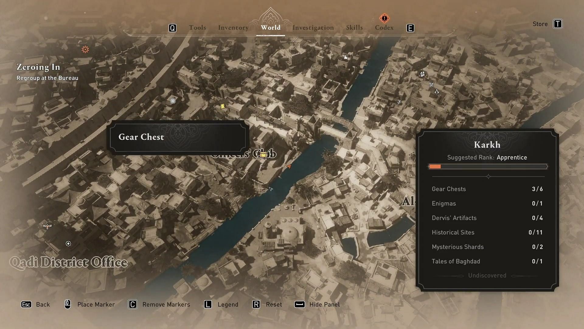 Officers&#039; Club Gear Chest location in Assassin&#039;s Creed Mirage (Image via Ubisoft)