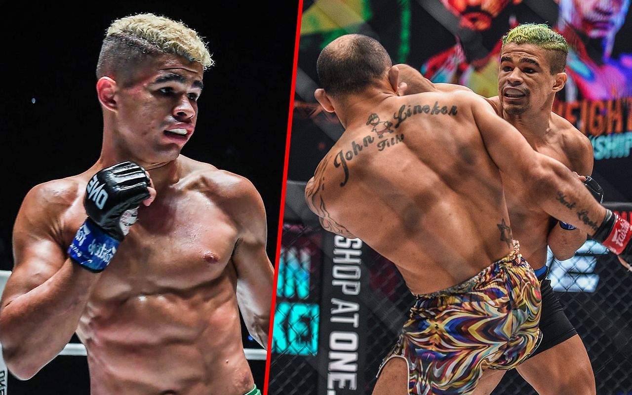 Fabricio Andrade (left) and Andrade fighting John Lineker (right) | Image credit: ONE Championship