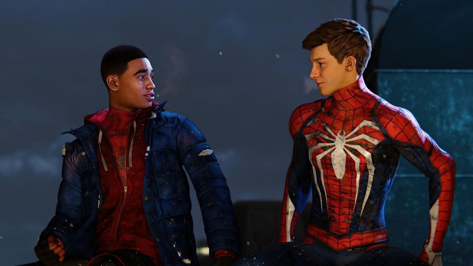 Marvel&#039;s Spider-Man 2 featuring Miles and Peter (Image via Insomniac Games)